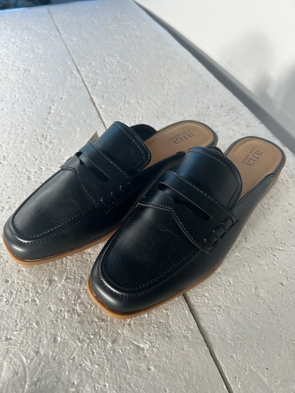 a.n.a NWT SZ 9 Black Penny Slip-On Loafer Mules Closet Staple Preppy Academia